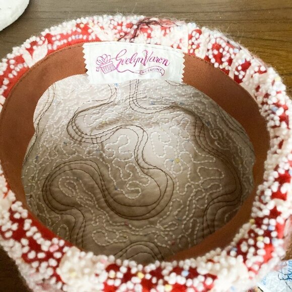 Vintage Evelyn Varon Textured Geometric Print Pill Box Hat - Picture 8 of 8